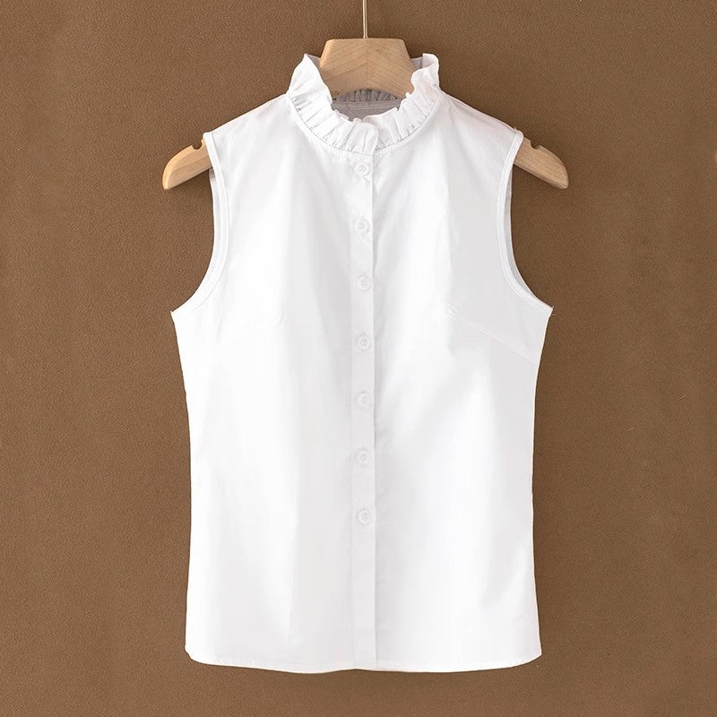 Cotton French Wood Ear Collar False Collar Women'S All-Match False Collar Base Shirt Women'S Sleeveless Shirt Inner Vest False Collar - Image 2