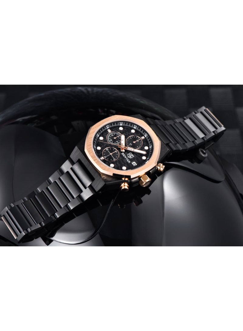 BENYAR Mens Watches Multifunction Chronograph Date Quartz Watch for Men Stainless Steel Band Wrist Watch Gift for Men Casual Business - Image 4