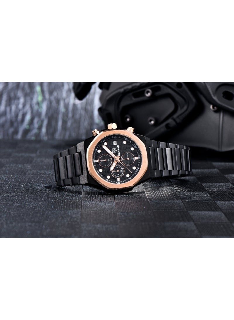 BENYAR Mens Watches Multifunction Chronograph Date Quartz Watch for Men Stainless Steel Band Wrist Watch Gift for Men Casual Business - Image 5