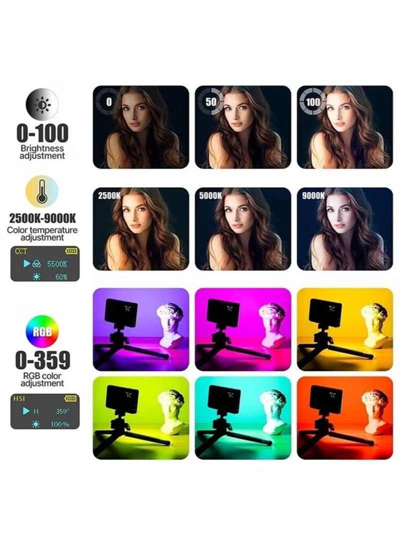 زونبون مصباح فيديو W140 RGB، لوحة إضاءة LED محمولة للكاميرا 0-360 درجة لون كاملة، CRI95+ 2500K-9000K قابلة للتعتيم 20 تأثير إضاءة، إضاءة LED قابلة لإعادة الشحن 3100 مللي أمبير/ساعة للتصوير الفوتوغرافي ومؤتمرات الفيديو وTikTok - Image 3