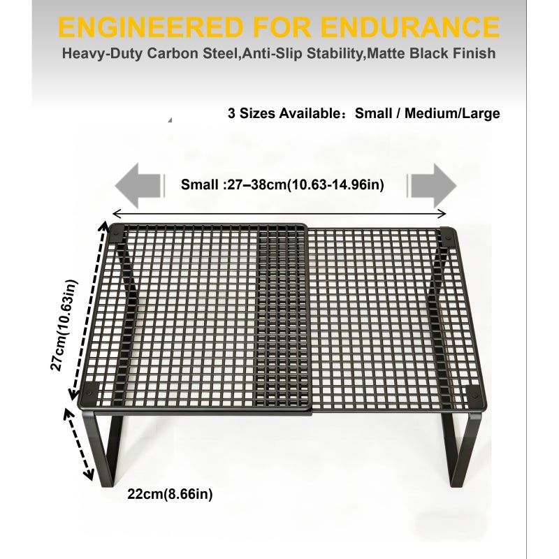 3 Models And Sizes to Choose From, Multi-Layer Stackable Telescopic Storage Rack, Vertical Space Storage Rack, High Load-Bearing Layered Metal Shelf, Maximum Expansion Range Up to 85Cm/33.46In, High-Strength Carbon Steel Is Not Easy to Deform - Image 1