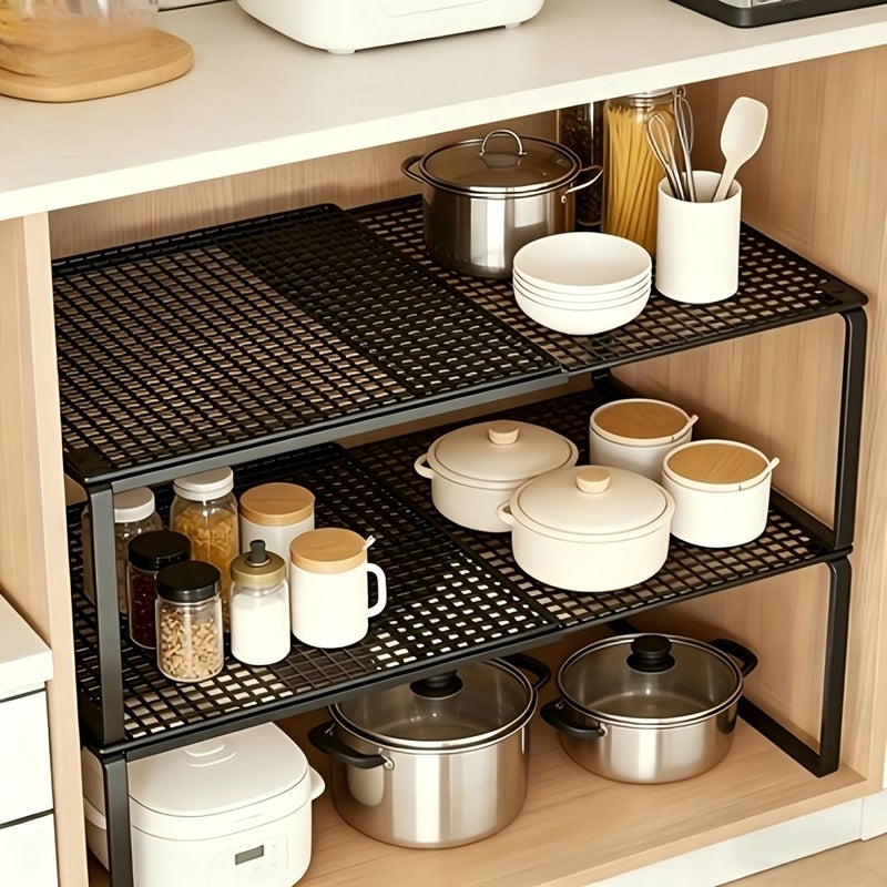 3 Models And Sizes to Choose From, Multi-Layer Stackable Telescopic Storage Rack, Vertical Space Storage Rack, High Load-Bearing Layered Metal Shelf, Maximum Expansion Range Up to 85Cm/33.46In, High-Strength Carbon Steel Is Not Easy to Deform - Image 2
