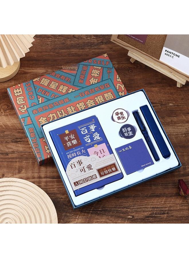 Bluejw 2024 Hand Account Book Suit Gift Box Hand Account Book Walking Stick Book Diary Supplies Stationery Book Loose Leaf Detachable - Image 1