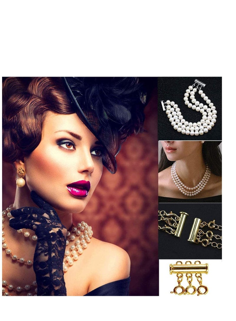 SYOSI Clasp Lock 4 Pieces 2 Sizes Slide Clasp Lock for Layered Necklace - Gold and Silver Plated Weak Magnetic Tube Lock Connectors for Layered Bracelet Jewelry Strands Crafts Necklace Spacer Clasp - Image 2