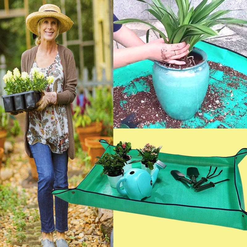BIUWING 2 PCS Plant Repotting Mat for Indoor Plants, 43" X 29" Thickened Foldable Waterproof Plant Potting Tray and Mess Control, Portable Potting Mat Gardening Tray for House Plants Succulents, Extra Large - Image 5