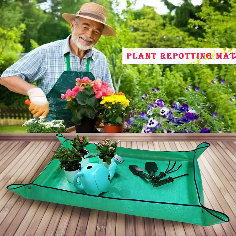 BIUWING 2 PCS Plant Repotting Mat for Indoor Plants, 43" X 29" Thickened Foldable Waterproof Plant Potting Tray and Mess Control, Portable Potting Mat Gardening Tray for House Plants Succulents, Extra Large - Image 2