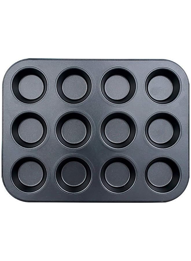 SHOWAY Cake Bakeware Mould, Carbon Steel Muffin Pan, 12 Cavity Bakeware Non Stick Cake Baking Pan, Mini Pie Pans, Carbon Steel Muffin Tray, Standard Baking Pan Mold For Oven Baking - Image 2