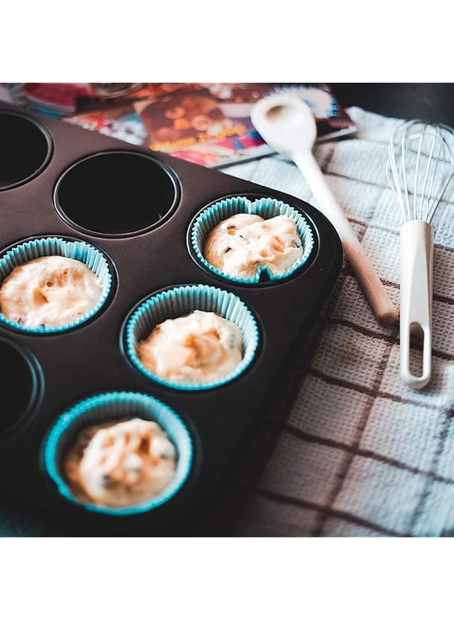 SHOWAY Cake Bakeware Mould, Carbon Steel Muffin Pan, 12 Cavity Bakeware Non Stick Cake Baking Pan, Mini Pie Pans, Carbon Steel Muffin Tray, Standard Baking Pan Mold For Oven Baking - Image 3