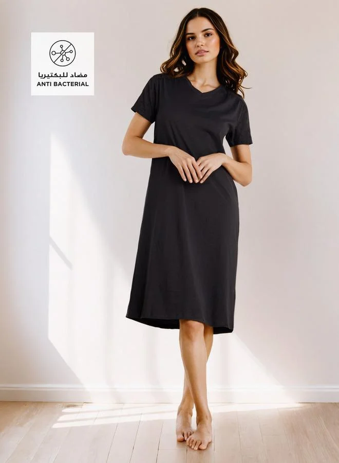 Splash FAV Schiffli Embroidered V-neck Cotton Night Dress