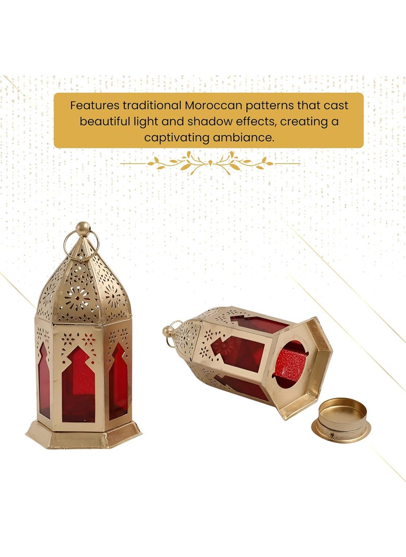 HEYEARTH Heyearth Lanterns for Home Decor Moroccan Lamp Moroccan Lamps Hanging Candle Holder Hanging Lamp for Home Decor Diwali Decoration Christmas Lighting Moroccan Lamp Pack of 2  - Image 5
