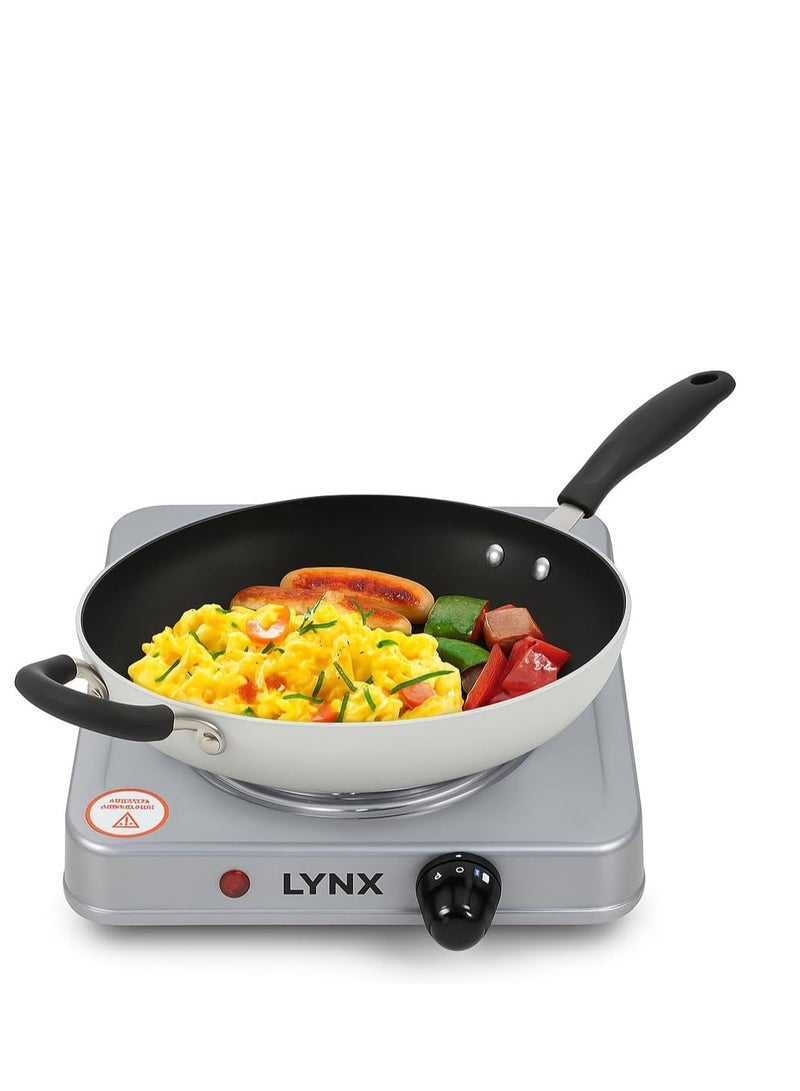 LYNX Small Electric Cooktop - Single Burner Stainless Steel with Five-Stage Temperature Control, Overheat Protection, and Power Indicator Lights, Lightweight and Easy to Clean, 1000W Model LY-HP-6012 - Image 1