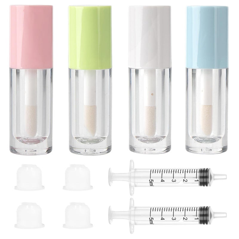 Qeuly 4 Piece Lip Gloss Tubes, 6ml Empty Lip Gloss Tubes with Wand, Clear Plastic Lip Gloss Containers for Skin Care Oil DIY Makeup Lipgloss Making Kit (D25xH86mm) - Image 1