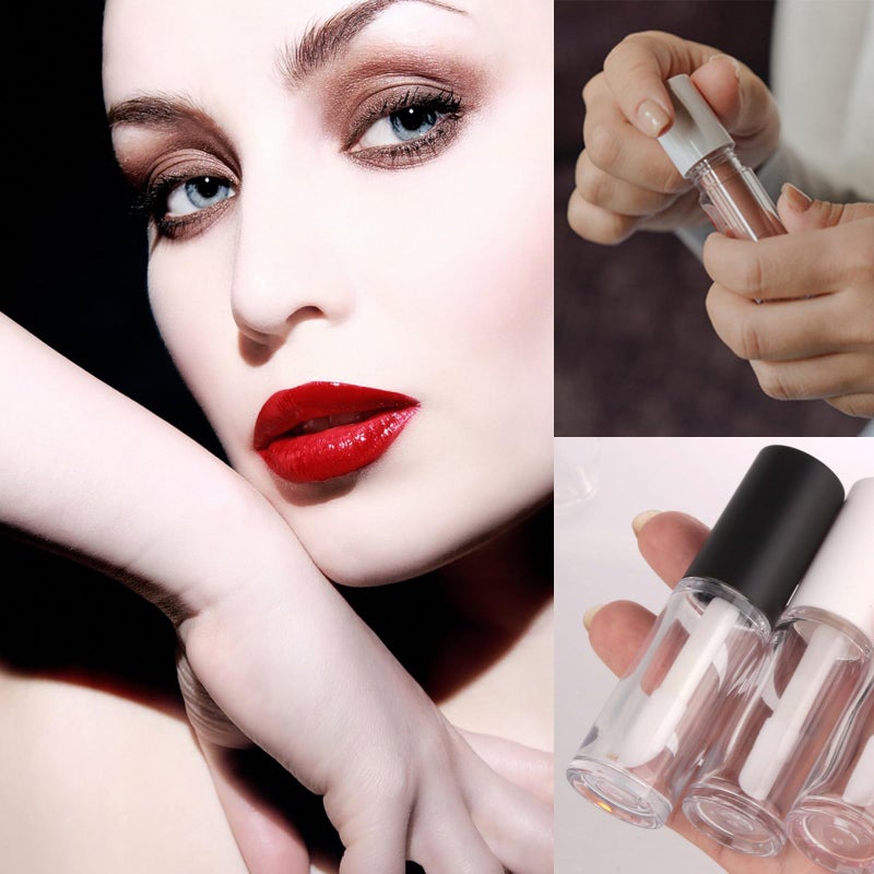 Qeuly 4 Piece Lip Gloss Tubes, 6ml Empty Lip Gloss Tubes with Wand, Clear Plastic Lip Gloss Containers for Skin Care Oil DIY Makeup Lipgloss Making Kit (D25xH86mm) - Image 3