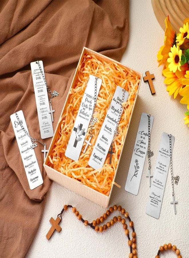 Mooliwe 12 Pcs Regalos Cristianos Spanish Christian Bookmarks Christmas Spanish Christian Gifts Bulk for Women Bible Verse Metal Religious Scripture Cross Inspirational Bookmarks with Church - Image 3
