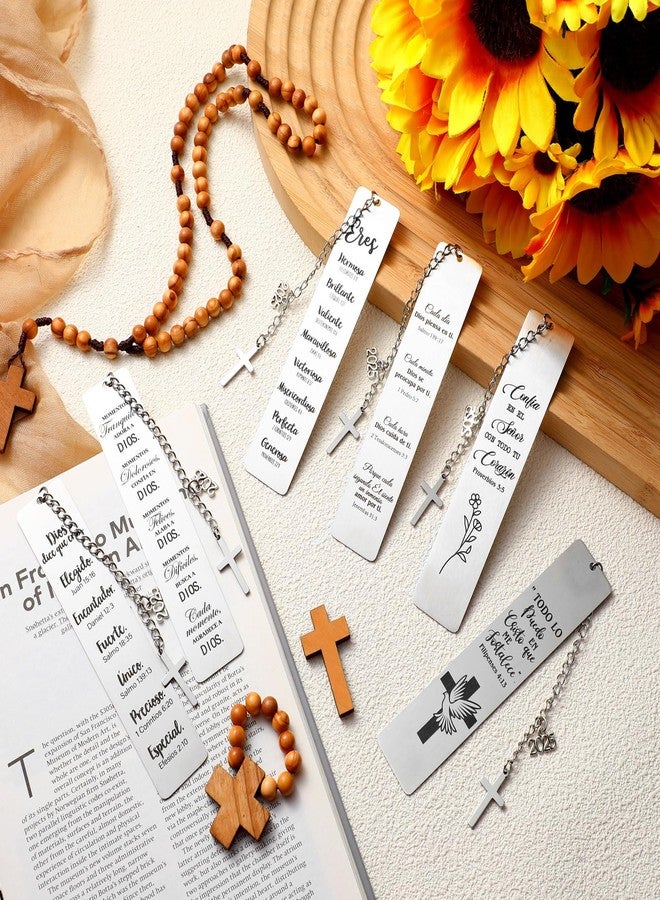 Mooliwe 12 Pcs Regalos Cristianos Spanish Christian Bookmarks Christmas Spanish Christian Gifts Bulk for Women Bible Verse Metal Religious Scripture Cross Inspirational Bookmarks with Church - Image 5
