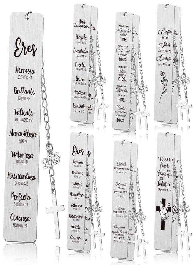 Mooliwe 12 Pcs Regalos Cristianos Spanish Christian Bookmarks Christmas Spanish Christian Gifts Bulk for Women Bible Verse Metal Religious Scripture Cross Inspirational Bookmarks with Church - Image 1
