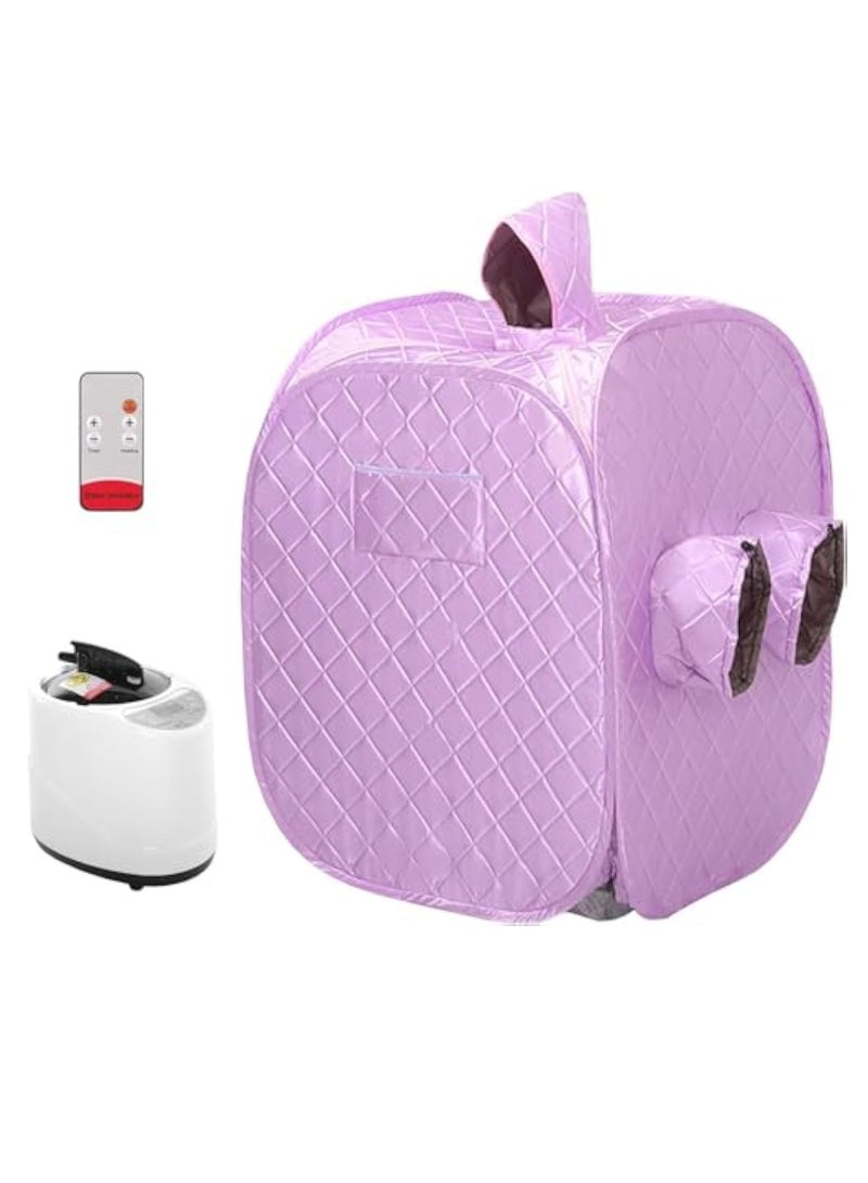Arabest ساونا بخار محمولة غرفة خاصة خيمة ساونا شخصية قابلة للطي سبا منزلي صندوق ساونا مع مؤقت جهاز تحكم عن بعد وعاء بخار سعة 2 لتر حقيبة حمل، 9 مستويات، للتخلص من السموم والاسترخاء (مزدوج، بنفسجي) - Image 1