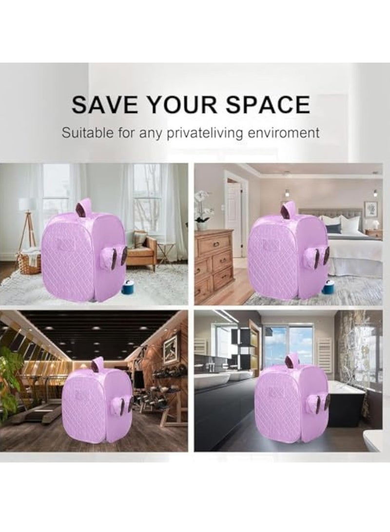 Arabest ساونا بخار محمولة غرفة خاصة خيمة ساونا شخصية قابلة للطي سبا منزلي صندوق ساونا مع مؤقت جهاز تحكم عن بعد وعاء بخار سعة 2 لتر حقيبة حمل، 9 مستويات، للتخلص من السموم والاسترخاء (مزدوج، بنفسجي) - Image 5