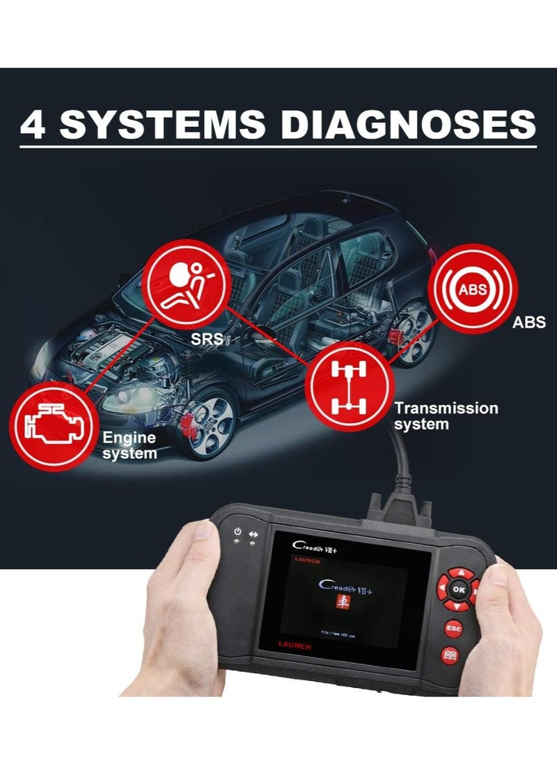 USED X431 Creader VII+ Auto Code Reader EOBD OBD2 Scanner Scan Tool Testing Engine Transmission ABS Airbag System Free Update via PC
