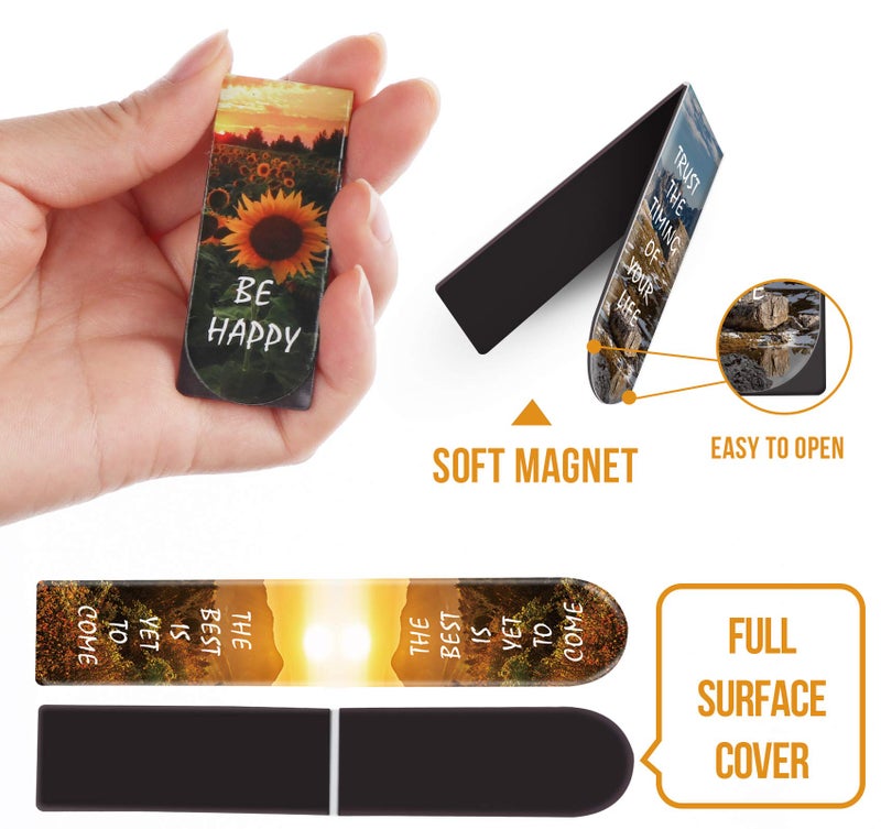 ABSOFINE Magnetic Bookmarks, 46PCS Inspirational Slogan Nature Scenery Pattern Bookmarks, Encourage Yourself Book Mark for Book Lovers, Women, Man, Kids, Students, Teachers, School, Home(2.4 x 1 inch) - Image 4