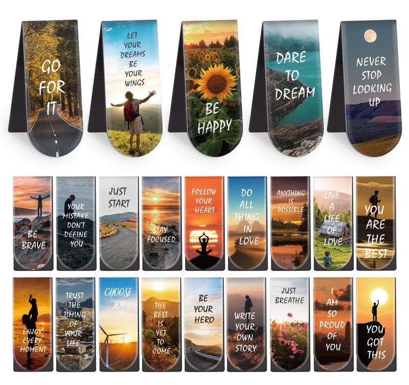 ABSOFINE Magnetic Bookmarks, 46PCS Inspirational Slogan Nature Scenery Pattern Bookmarks, Encourage Yourself Book Mark for Book Lovers, Women, Man, Kids, Students, Teachers, School, Home(2.4 x 1 inch) - Image 1