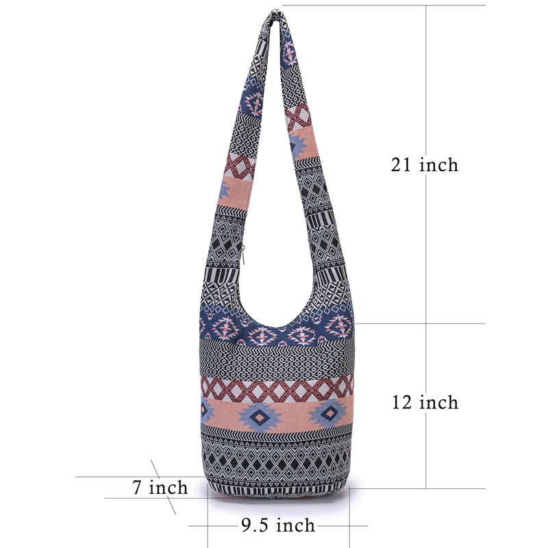 Coton Pose Women Shoulder Handbags Fashion canvas Hippie Crossbody Bags Bohemian Animal Prints Hobo Bags (Pink) - Image 3