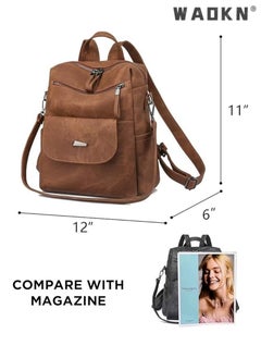 PU Leather Backpack Purse for Women Fashion Multipurpose Design Handbag Ladies Shoulder Bags Travel Backpack, Brown, 12“*11“*5“, Travel Backpacks - pzsku/Z015AD55ABC96456C0149Z/45/_/1727686129/01478578-d4a1-4dee-abdd-9f49a0bd5299