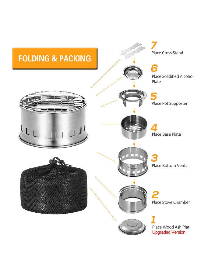 Generic Upgrade Camping Stove Backpacking Stove with Wood Ash Plate & Foldable Handle  - Image 4