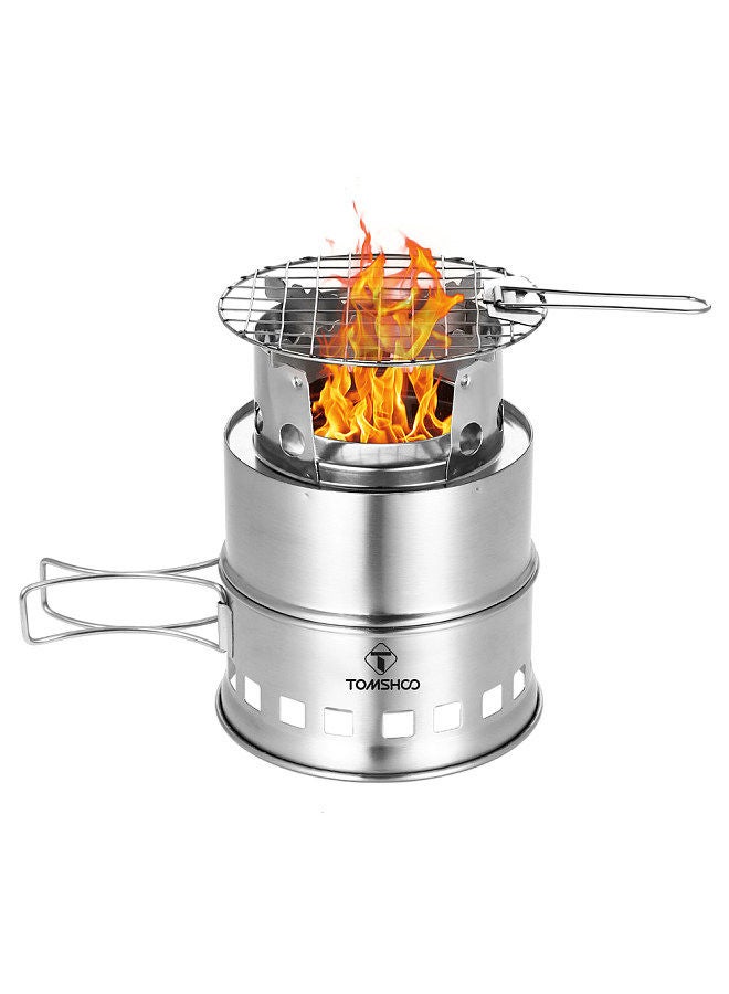 Generic Upgrade Camping Stove Backpacking Stove with Wood Ash Plate & Foldable Handle  - Image 1