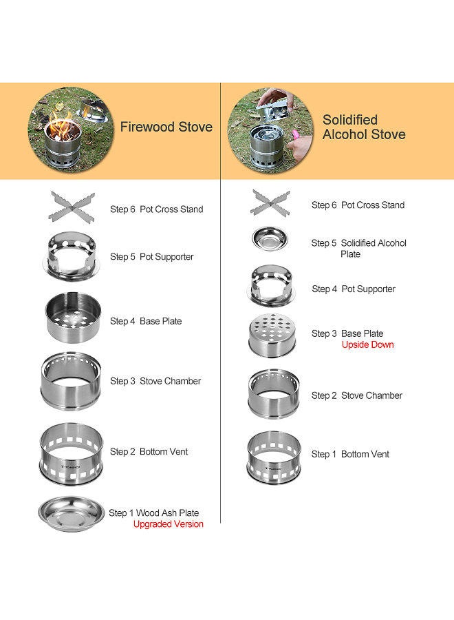 Generic Upgrade Camping Stove Backpacking Stove with Wood Ash Plate & Foldable Handle  - Image 5