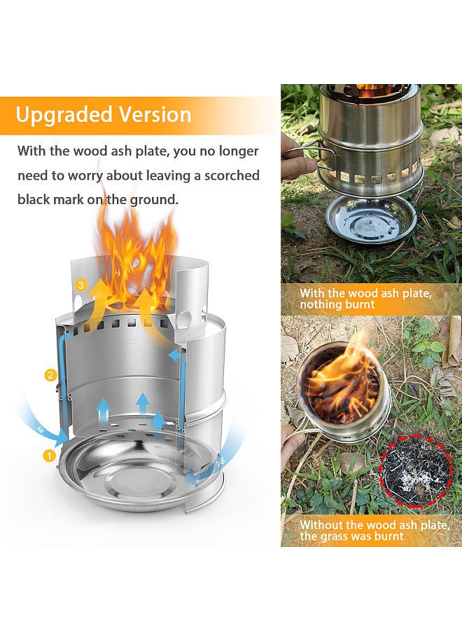 Generic Upgrade Camping Stove Backpacking Stove with Wood Ash Plate & Foldable Handle  - Image 3