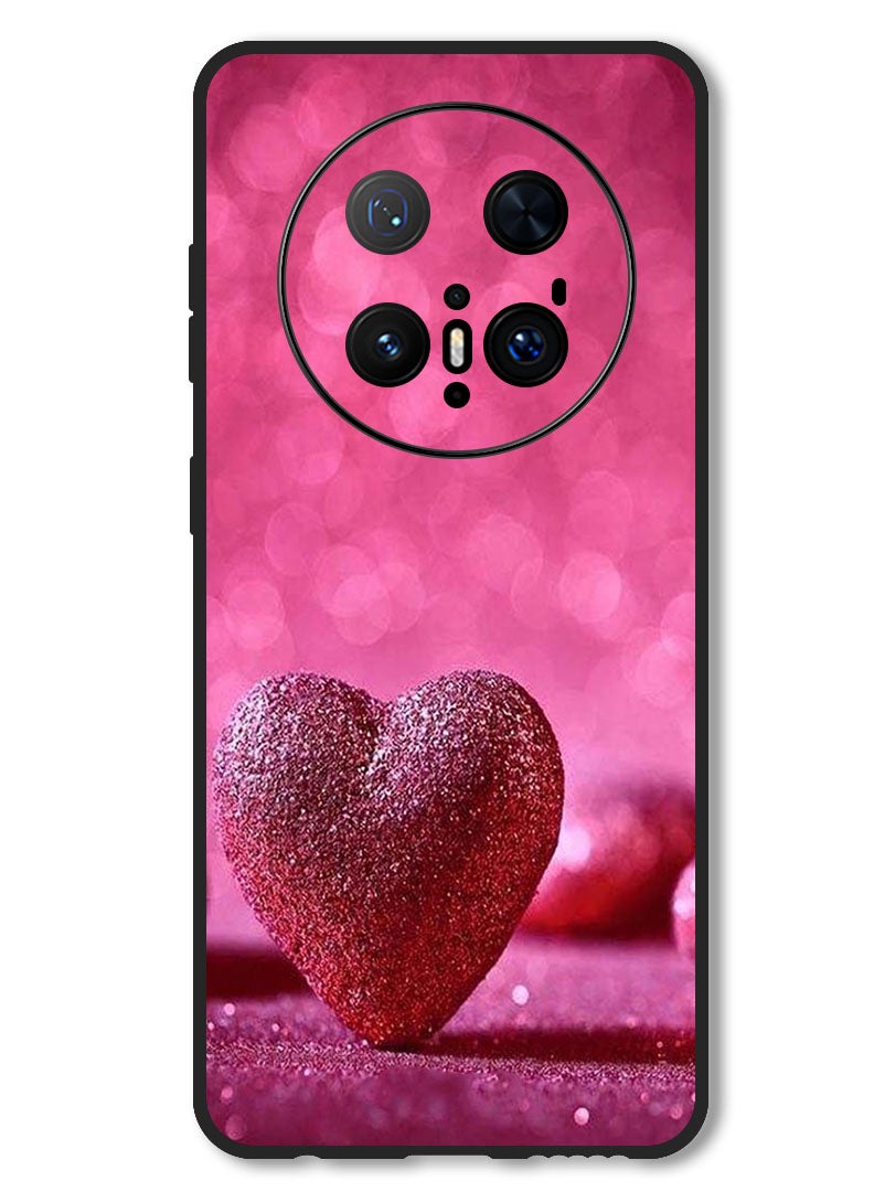 Theodor Case Compatible with Huawei Mate 70 Pro/ 70 Pro + Protection Shockproof Bumper Cover Dark Pink Gliter Heart - Image 1