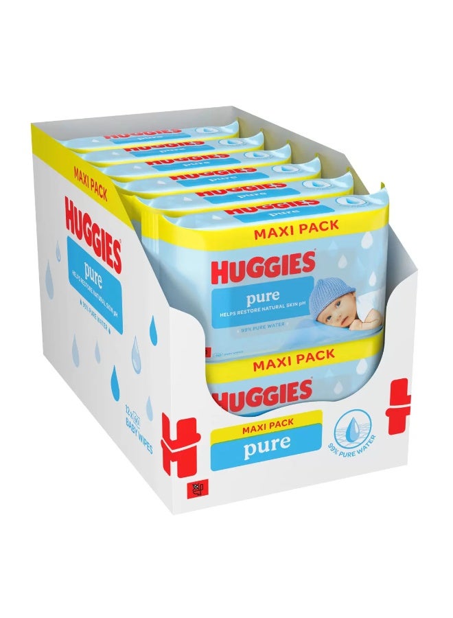 هجيز مناديل مبللة للأطفال خالية من البلاستيك، 12 عبوة × 60 منديل، آمنة لبشرة الأطفال الحساسة - Image 1