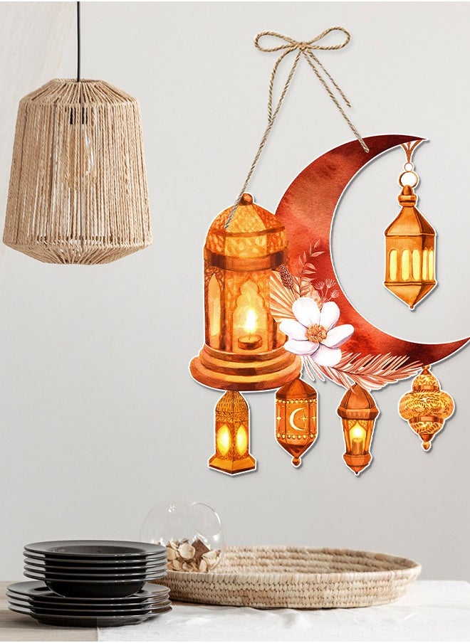 Al Aoyama 10 pcsRamadan & Eid al-Adha Decorative Garland Set – Islamic moon Paper Door Hanging with Crescent Moon,  Arabic Calligraphy, Muslim Festival Wall Decor for Home, Mosque, Party  - Image 3