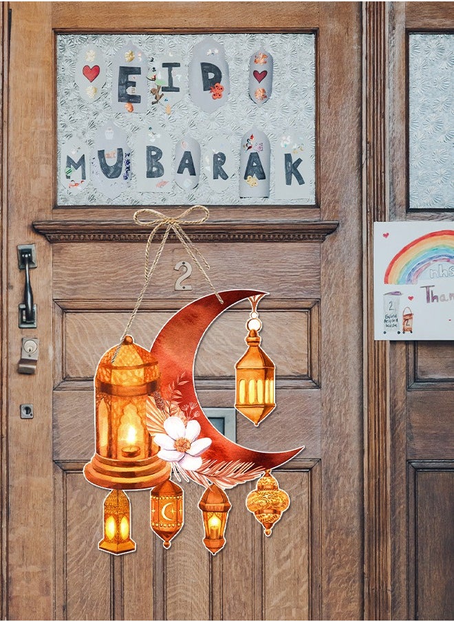 Al Aoyama 10 pcsRamadan & Eid al-Adha Decorative Garland Set – Islamic moon Paper Door Hanging with Crescent Moon,  Arabic Calligraphy, Muslim Festival Wall Decor for Home, Mosque, Party  - Image 4