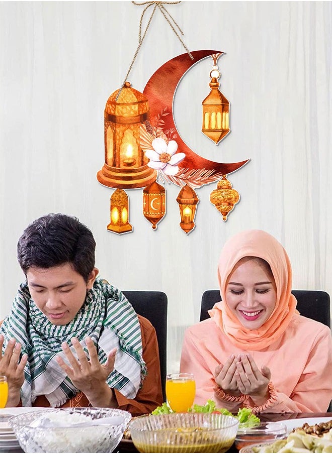 Al Aoyama 10 pcsRamadan & Eid al-Adha Decorative Garland Set – Islamic moon Paper Door Hanging with Crescent Moon,  Arabic Calligraphy, Muslim Festival Wall Decor for Home, Mosque, Party  - Image 5