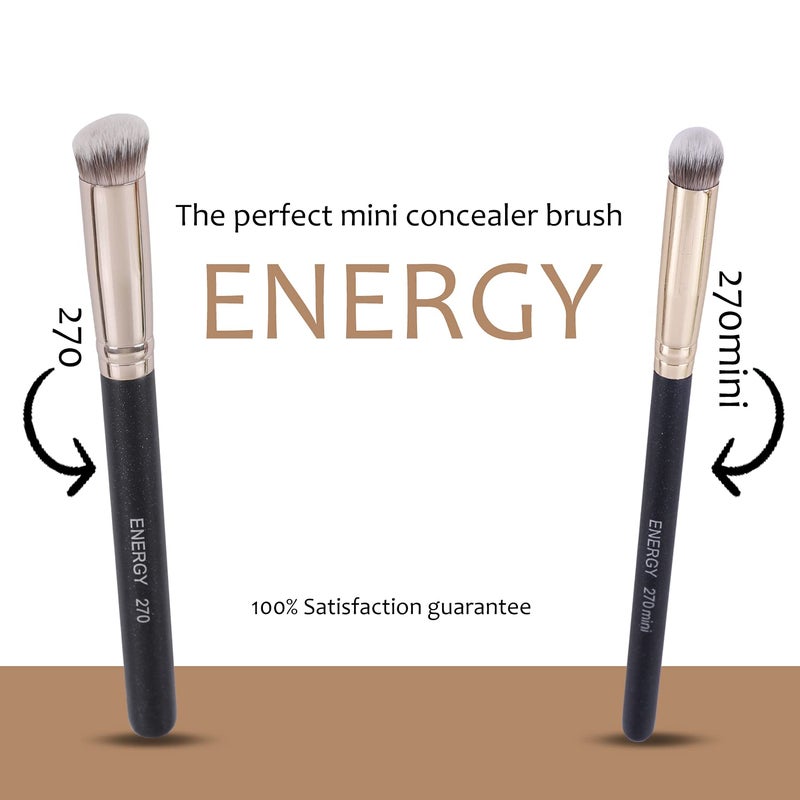 ENERGY Under Eye Concealer Brush Mini Flat Angled Kabuki Foundation Brush with Synthetic Bristles for Concealing Blending Setting Buffing with Powder Liquid Cream Cosmetics Vegan Makeup Brushes - Image 4
