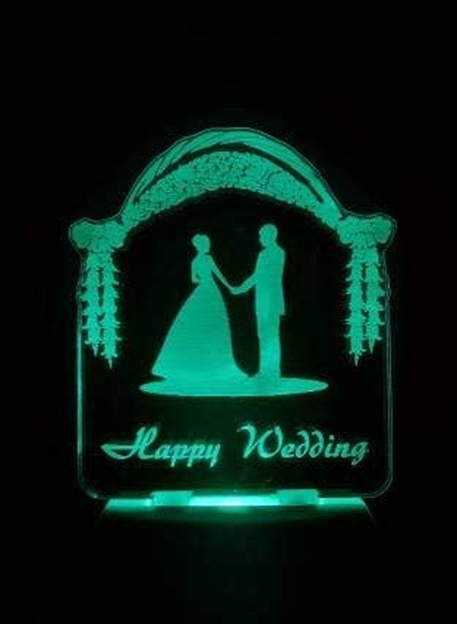NMII Happy Wedding 3D Illusion Night Lamp Comes with 7 Multicolor and 3D Illusion Design Suitable for Room,Drawing Room,Lobby, (NM_3D Happy Wedding Night Lamp 121) - Image 2