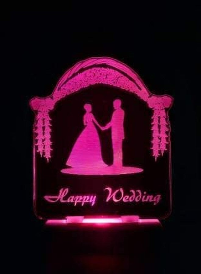 NMII Happy Wedding 3D Illusion Night Lamp Comes with 7 Multicolor and 3D Illusion Design Suitable for Room,Drawing Room,Lobby, (NM_3D Happy Wedding Night Lamp 121) - Image 1
