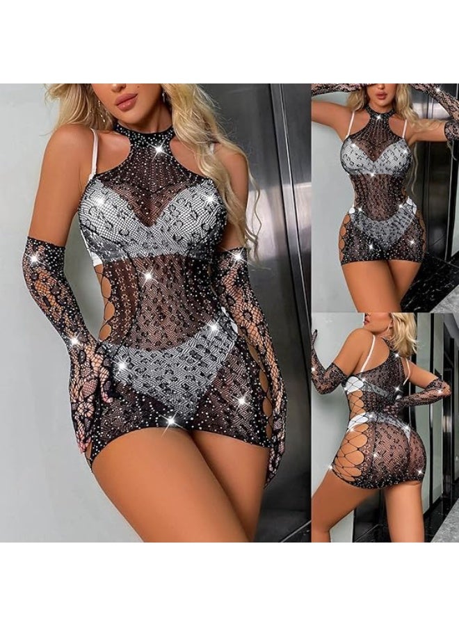 4basix Women’s BodyStocking Lingerie – Seamless Fishnet Mesh Bodystocking Teddy Bodysuit, Stretchable One Size Nightwear Lingerie for Comfortable & Flattering Fit - Image 5