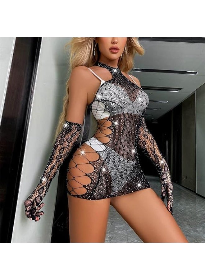 4basix Women’s BodyStocking Lingerie – Seamless Fishnet Mesh Bodystocking Teddy Bodysuit, Stretchable One Size Nightwear Lingerie for Comfortable & Flattering Fit - Image 4