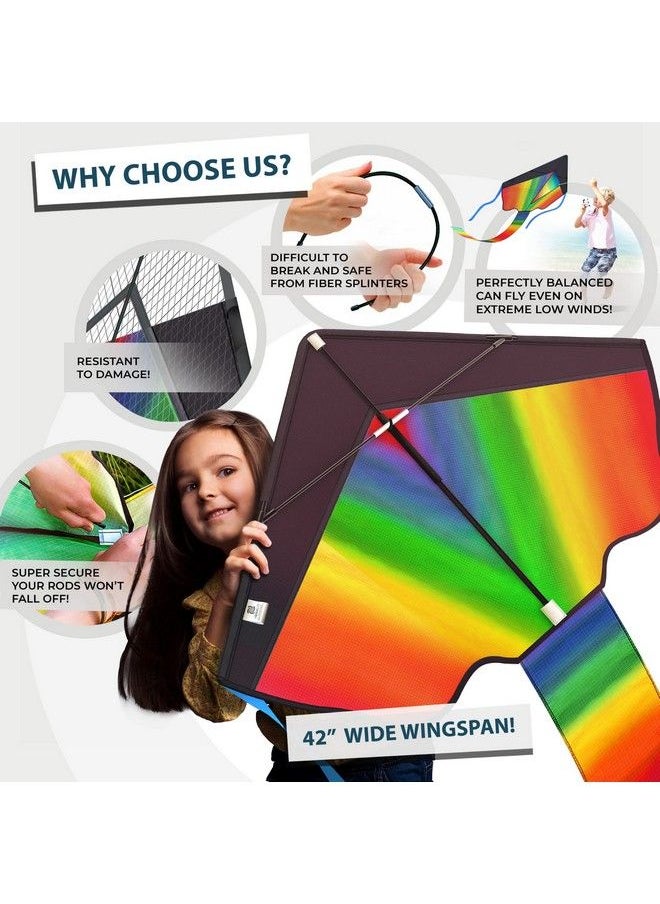 aGreatLife Rainbow Kite For Kids & Kites For Adults Easy To Fly Kites For Kids Ages 4 8 Easy To Fly Large Kites For Kids Ages 8 12 Kites For Toddlers Age 3 5 Beach Kite Kids Kite For Beginner  - Image 3