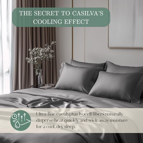 CASILVA Eucalyptus Sheets - Infused with Silver for Anti-Odor, Softer Than Silk Fibers, More Cooling Than Cotton - Perfect for Hot Sleepers & Sensitive Skin - 100% Tencel Lyocell - Twin Sheet Set - Image 3