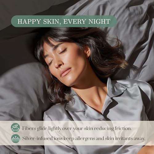 CASILVA Eucalyptus Sheets - Infused with Silver for Anti-Odor, Softer Than Silk Fibers, More Cooling Than Cotton - Perfect for Hot Sleepers & Sensitive Skin - 100% Tencel Lyocell - Twin Sheet Set - Image 4