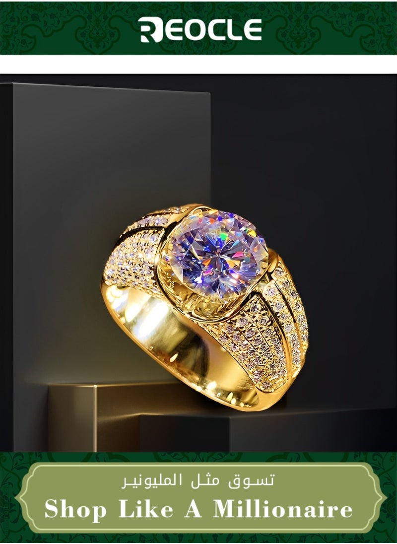 REOCLE Women's Zircon Ring Engagement Ring Plated Sparkling Rings with Round Cut Diamond Best Jewelry Gifts for Marriage Anniversary & Birthday  - Image 1