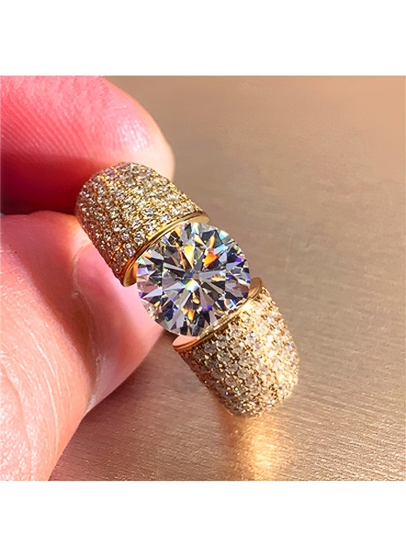 REOCLE Women's Zircon Ring Engagement Ring Plated Sparkling Rings with Round Cut Diamond Best Jewelry Gifts for Marriage Anniversary & Birthday  - Image 5