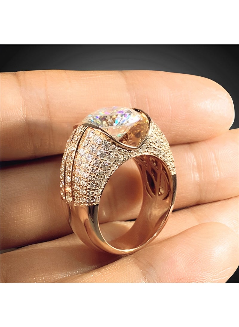 REOCLE Women's Zircon Ring Engagement Ring Plated Sparkling Rings with Round Cut Diamond Best Jewelry Gifts for Marriage Anniversary & Birthday  - Image 3