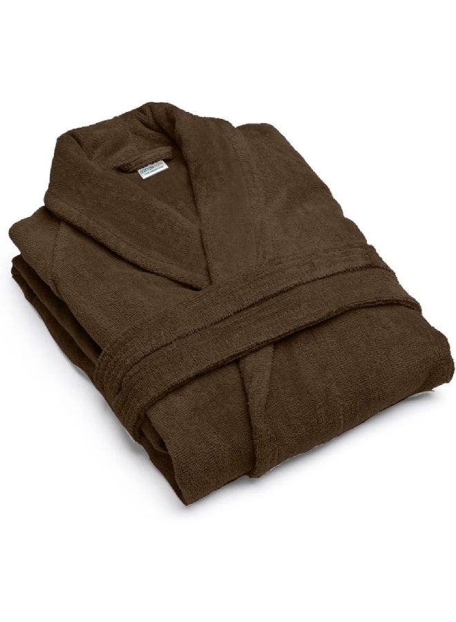 Cotton home Cotton Home Unisex Bathrobe - 100% Cotton Super Soft Highly Absorbent Lightweight Bathrobes for Women & Men - Ideal for Everyday Comfort & Relaxation Wood Brown  - Image 1