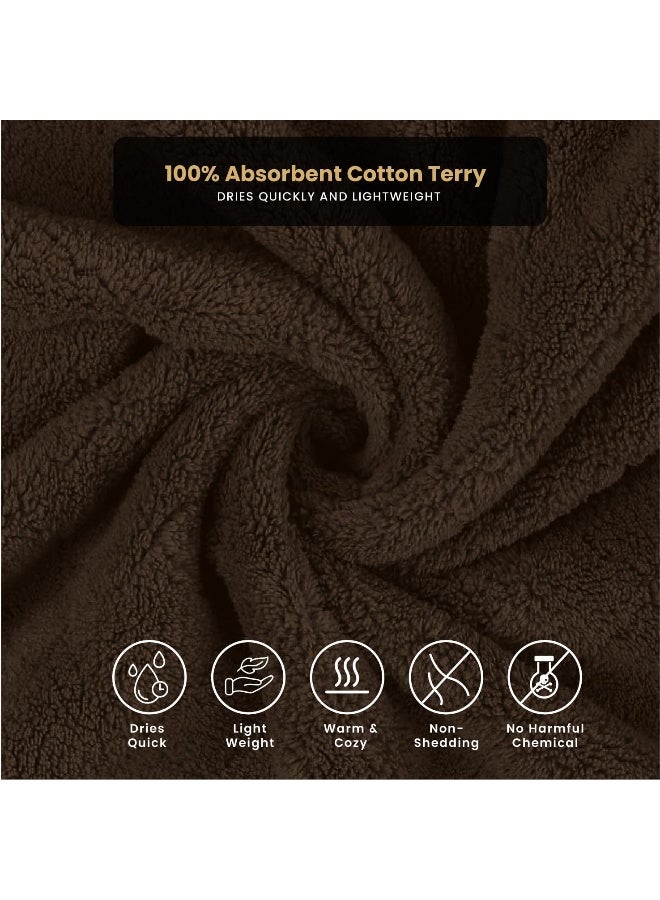 Cotton home Cotton Home Unisex Bathrobe - 100% Cotton Super Soft Highly Absorbent Lightweight Bathrobes for Women & Men - Ideal for Everyday Comfort & Relaxation Wood Brown  - Image 4