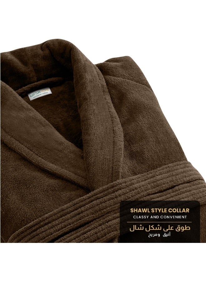 Cotton home Cotton Home Unisex Bathrobe - 100% Cotton Super Soft Highly Absorbent Lightweight Bathrobes for Women & Men - Ideal for Everyday Comfort & Relaxation Wood Brown  - Image 3